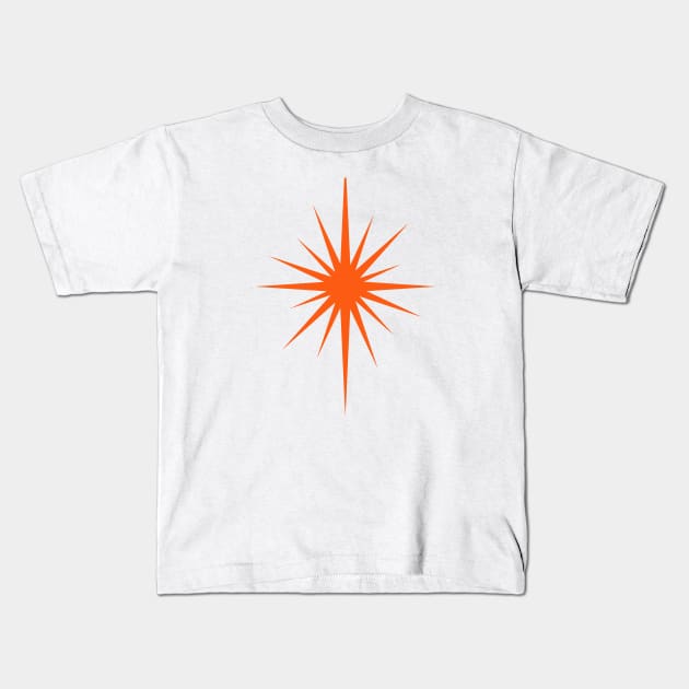 Bright Orange Starburst Mid Century Modern Kids T-Shirt by OrchardBerry